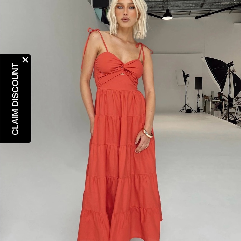 Princess Polly Red Tie-Strap Maxi Dress